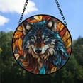thumbnail image 2 of Rustic Christmas Gift - Elegant Wolf Head Christmas Stained Glass Hanging Ornament - Understated Holiday Tree Decor, Gift for Family & Friends, 2 of 3