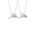 thumbnail image 2 of Delight Jewelry Silvertone Small Gelato Script Initial - M - Mother & Daughter Heart Necklaces (Set of 2), 19"+2", 2 of 4