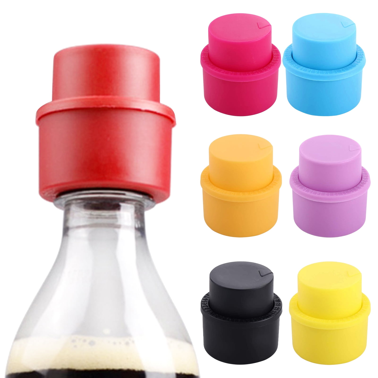 Shebeky Bottle Stopper Data Dial Design Time Adjustment Push Type Fizzy Drink Freshness Keeping Saver Lid Sealer Bottle Pump Pressure Stopper Kitchen Accessories