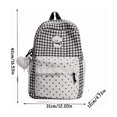 thumbnail image 2 of Girls Plaid Lace Trim Backpack, Large Back To School Bag With Fuzzy Puppy Print & Heart Charm, Multi‑Pocket Anti‑Theft For Campus & Commute (Black), 2 of 5