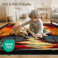 thumbnail image 4 of ODIKA 6'x9' Washable Area Rug Easy Care, Non-Shedding, Halloween Eerie Spooky Bats Gothic Skull Motif for Queen Size Bedroom Under Bed Master Suite, 4 of 7