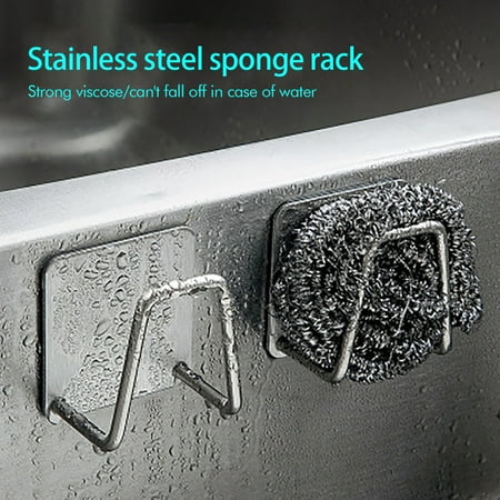 

Tswift 2PC Stainless Steel Drain Rack Kitchen Utensils Rack 2PC Towel Hook Stick On Hooks Wall Hangers Stainless Steel Sticky Hooks For Hanging Bathroom Kitchen Home