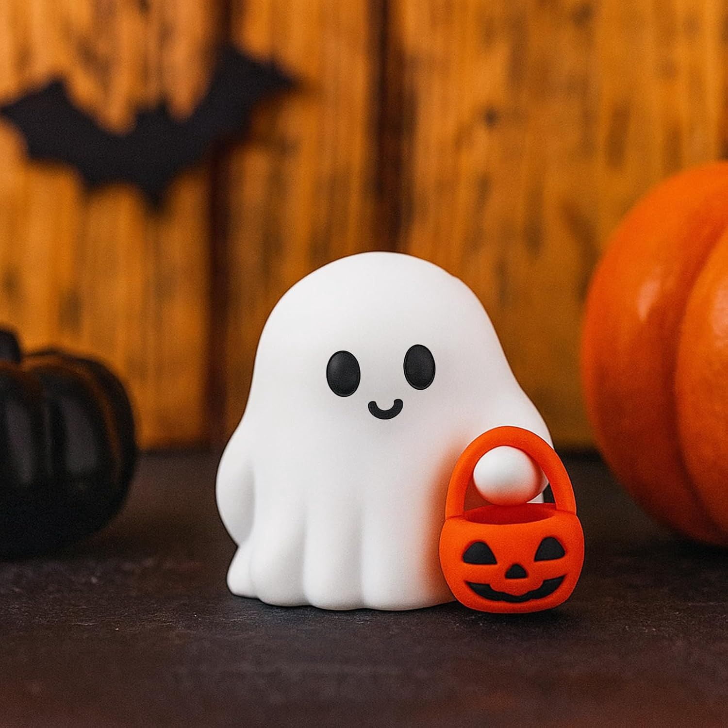 Glow-in-the-Dark Mini Ghost Figurine for Halloween Desk and Shelf Decor