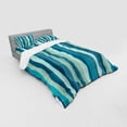 thumbnail image 2 of Abstract Duvet Cover Set, Wave Pattern with Grunge Effect Vertical Lines Sea Inspired Design, Bedding Set with Shams and Fitted Sheet, 3 Sizes, by Ambesonne, 2 of 2