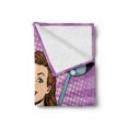 thumbnail image 2 of Wife Soft Flannel Fleece Throw Blanket, Retro Housewife Preparing Dinner Cooking Food Vintage Woman Pop Art Lady in Kitchen, Cozy Plush for Indoor and Outdoor Use, 50" x 70", Multicolor, by Ambesonne, 2 of 5
