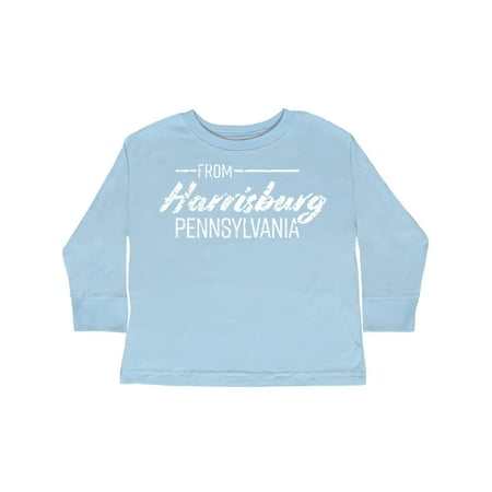 

Inktastic From Harrisburg Pennsylvania in White Distressed Text Gift Toddler Boy or Toddler Girl Long Sleeve T-Shirt