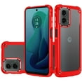 thumbnail image 3 of Designed for Motorola Moto G Stylus 5G 2024 Ultimate Hybrid Transparent Rubber with Metal Buttons & Camera Edges Hard TPU Frame Corner Bumper Phone Case Cover [Red], 3 of 8