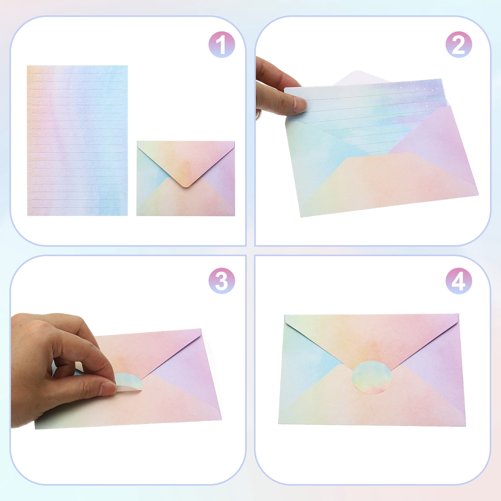 Stationery Paper and Envelopes Set, Writing Paper with Envelopes Sticker, Stationery Set for Invitation Colorful