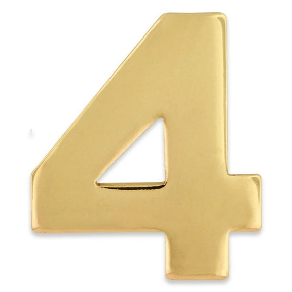 Gold Numerical Number Four # 4 Lapel Pin