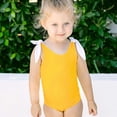 thumbnail image 3 of Fesfesfes Toddler Kids Baby Girls Lace Up Straps Swimsuit Solid Color Swimsuit Open Back One-piece Bathingsuit Swimdress, 3 of 9