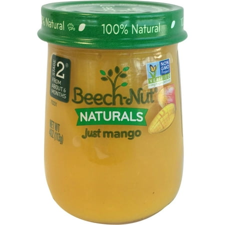 Beech-Nut Naturals Just Mango Stage 2 Baby Food, 4.0 oz, (Pack of