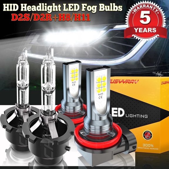 Fit for Infiniti FX35 2006-2011 2012 HID Headlight 4pc Led Fog Light Bulbs 6000K