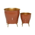 thumbnail image 6 of DecMode 9", 12"H Orange Metal Planter (2 Count), 6 of 7