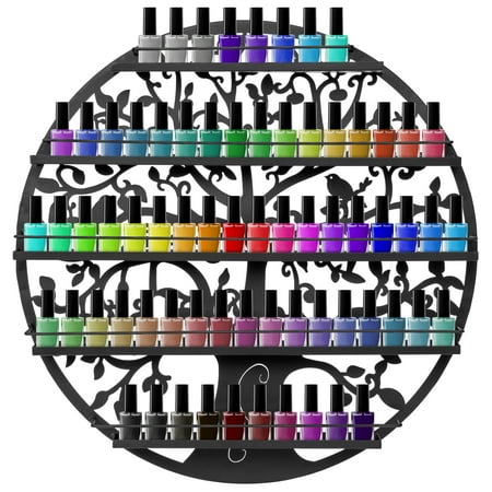 Pivoting Wall Mount Rack - Best Choice Products 5-Tier Tree Silhouette Wall Mounted Nail Polish Rack Holder Display - Black