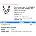 thumbnail image 2 of Front Inner and Outer Tie Rod End Set 4 Piece - Compatible with 2011 - 2012 INFINITI G37 X Sedan, 2 of 2