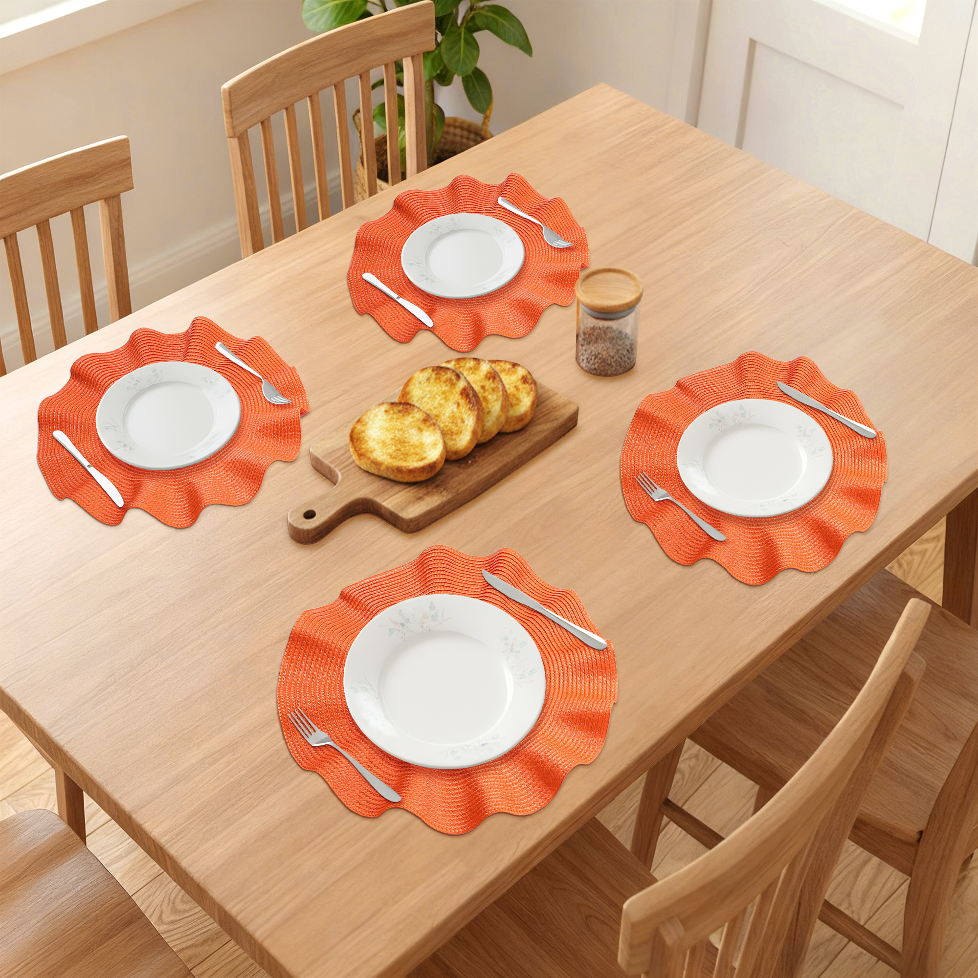 Unique Bargains Set of 6 Washable Farmhouse Placemats Indoor Orange