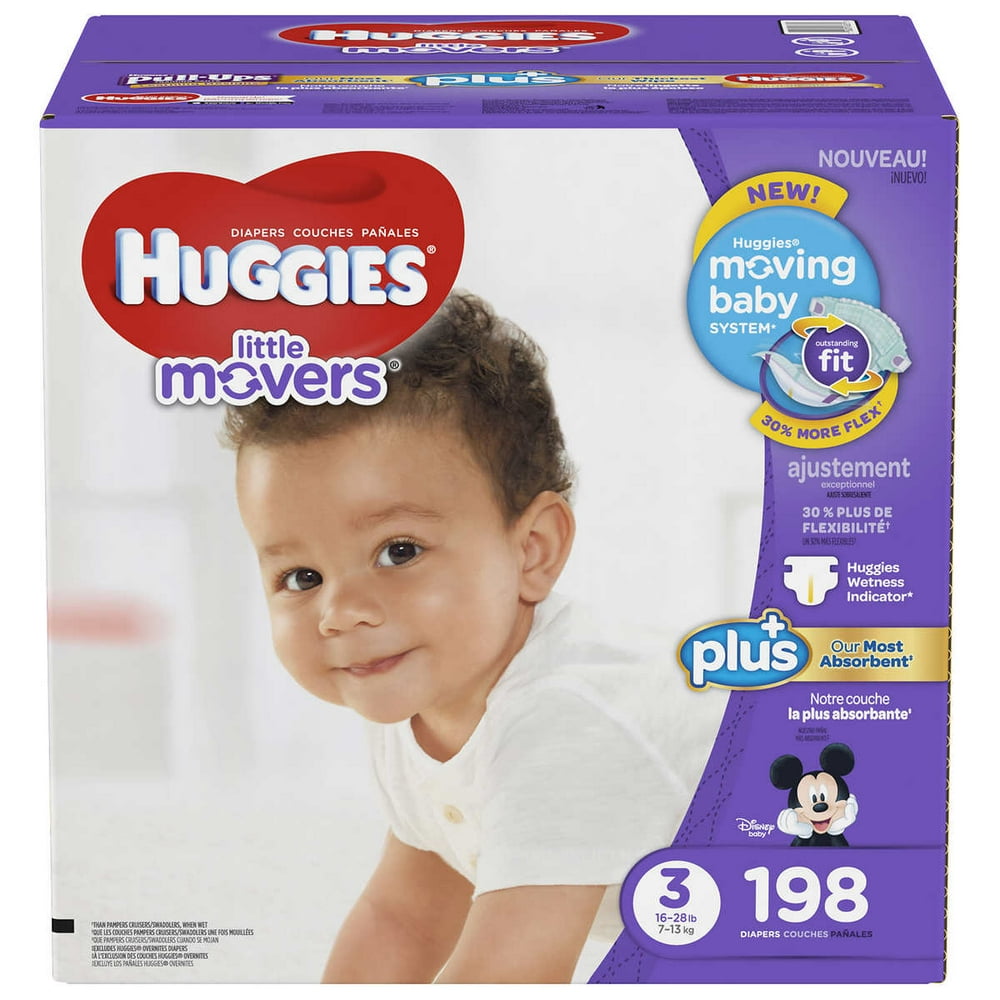 Huggies Little Movers Plus Diapers Size 3, 198count