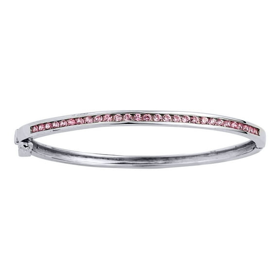 Sterling Silver Jewelco London Pink CZ Eternity Baby Bangle Bracelet