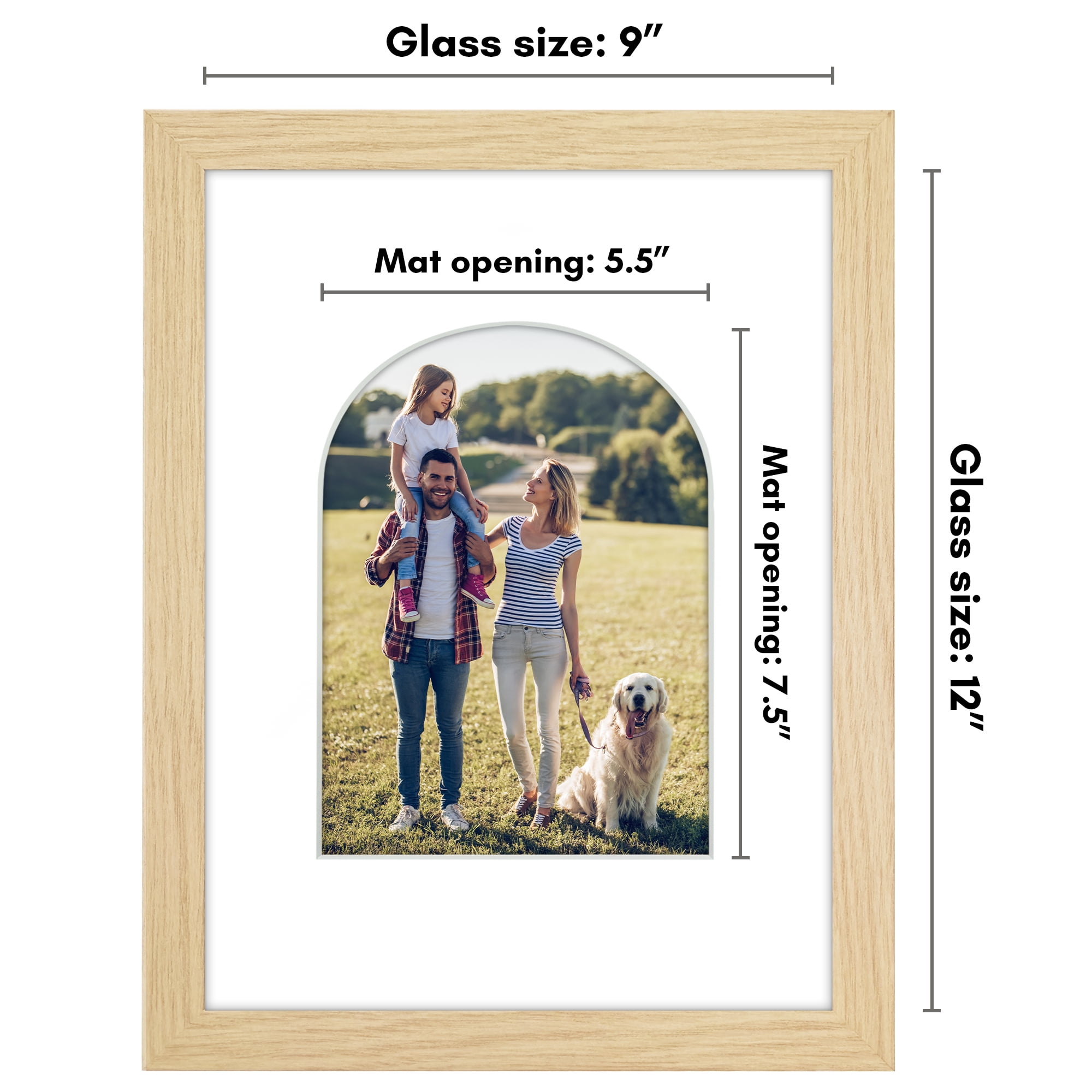 Americanflat 9x12 Picture Frame shaped natural elevate cherished photos unique expertly crafted border black - Oak