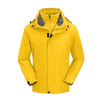 S-4X Big & Tall Rain Jackets for Men Plus Size 3 in 1 Removeable Fleece Coats with Pockets and Hoodies Long Sleeve Zip-Up Waterproof Warm Raincoats