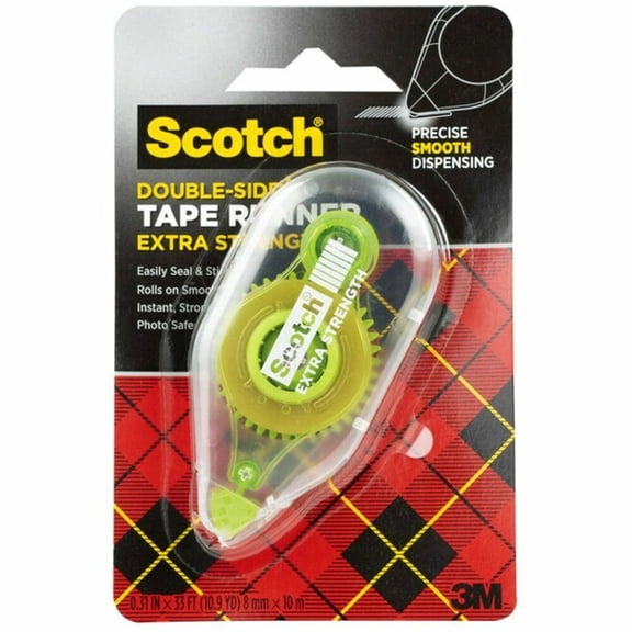 Scotch Adhesive Dot Roller, Clear, 1/3 in. x 49 ft, 1 Roller