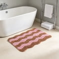 thumbnail image 4 of MMJ Bathroom Rugs Wave Pattern Bath Mat 15.7x23.6in Soft Absorbent Non Slip Shower Floor Rug, 4 of 7