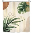 thumbnail image 6 of Bohemian Leaves Mid Century Shower Curtain 72Wx72L Inches Tropical Abstract Boho Botanical Bathroom Curtains Set Plant Palm Leaf Green Minimalist Bath Accessories Art Home Decor Fabric, 6 of 6
