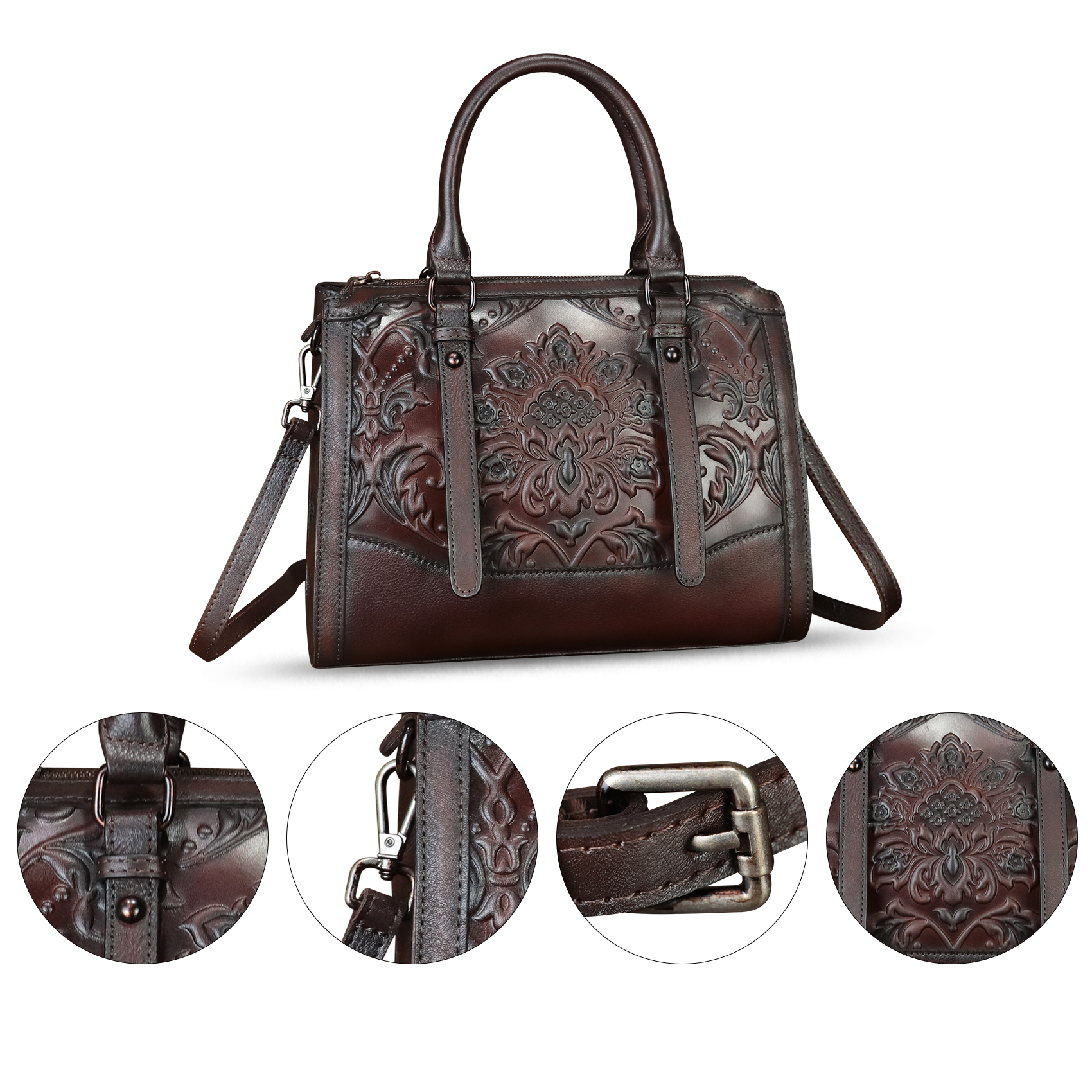 Genuine Leather Purse and Handbag for Women Retro Leather Crossbody Shoulder Bag
