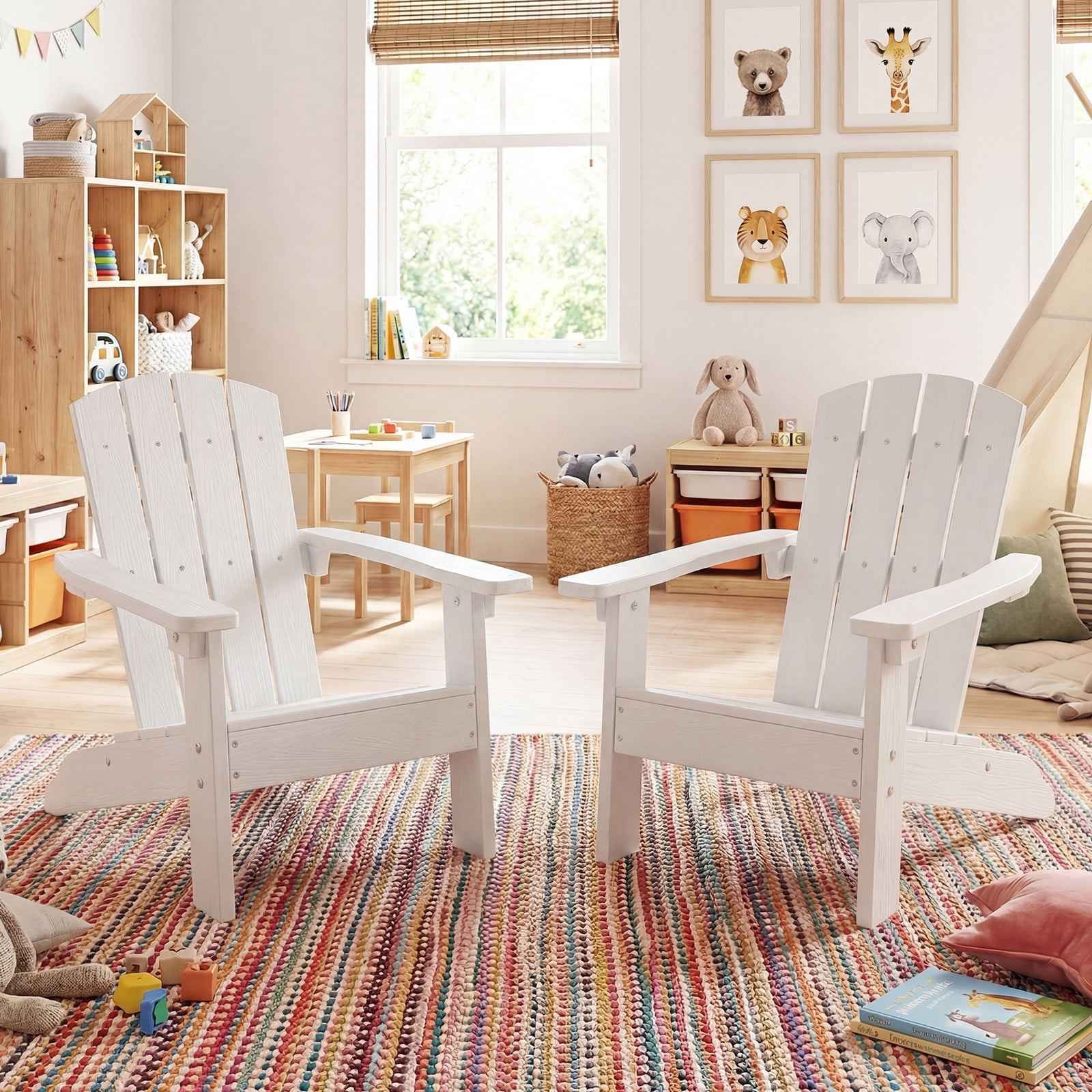 Gymax 4PCS Kid's Adirondack Chair All-Weather HIPS Toddler Lawn Chair w/ Ergonomic Design White