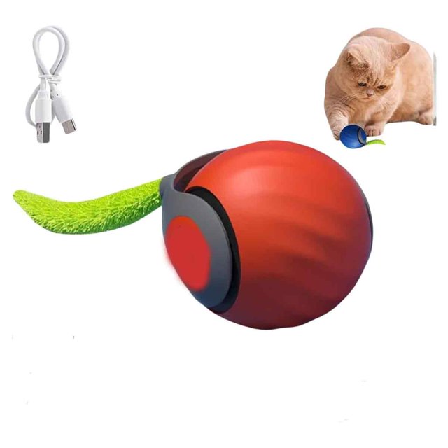 Balle Jouet Interactive pour Chat avec Queue pour Chats d'Intérieur, Jouet pour Animal Intelligent à Déplacement Automatique