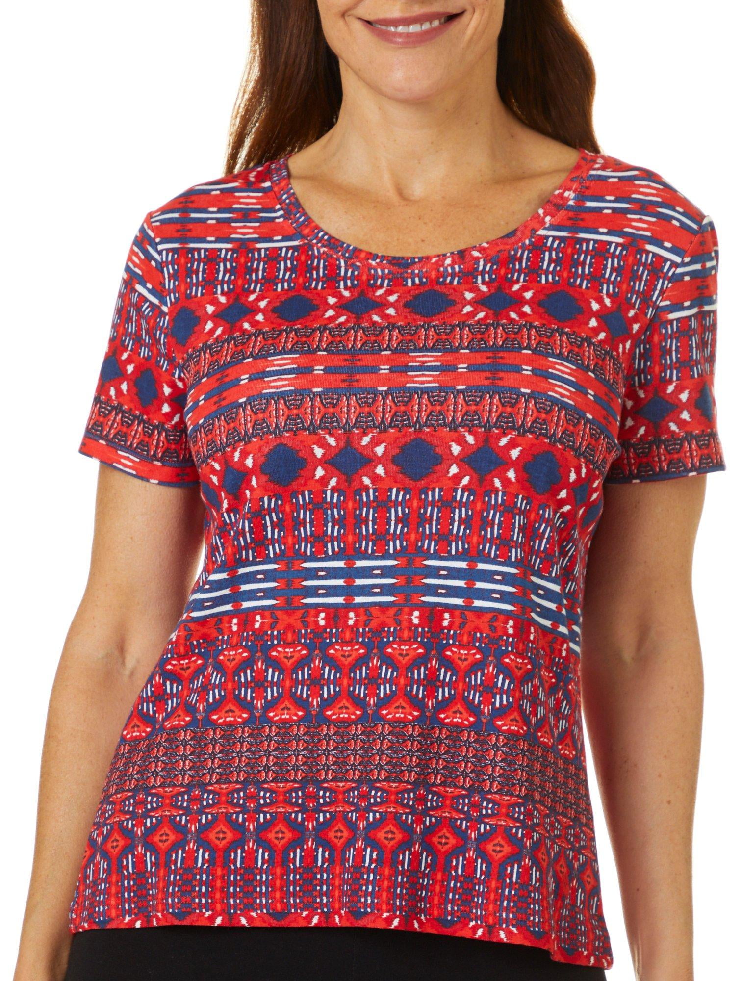Gloria Vanderbilt Petite Margaret Ikat Print Top