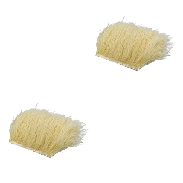 Adorno lujoso de cinta Bewildely con adorno de flecos de plumas de avestruz Beige 2Conjunto
