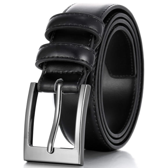 Marino’s Men Genuine Leather Dress Belt with Single Prong Buckle - Black - 34
