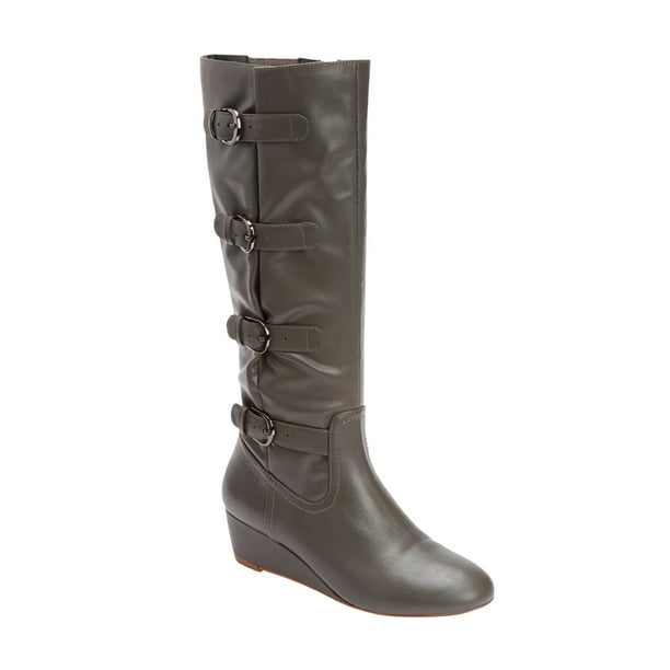 Comfortview - Comfortview Women's Wide Width The Frankie Wide Calf Boot - 10 WW, Grey Gray