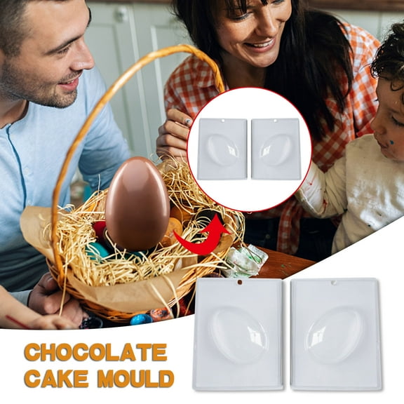 MOQLOM Easter Egg Chocolate Mold, 2pcs Egg Plastic Mould, DIY Cake Chocolate Baking Tools for Baking Easter Day Party Dessert