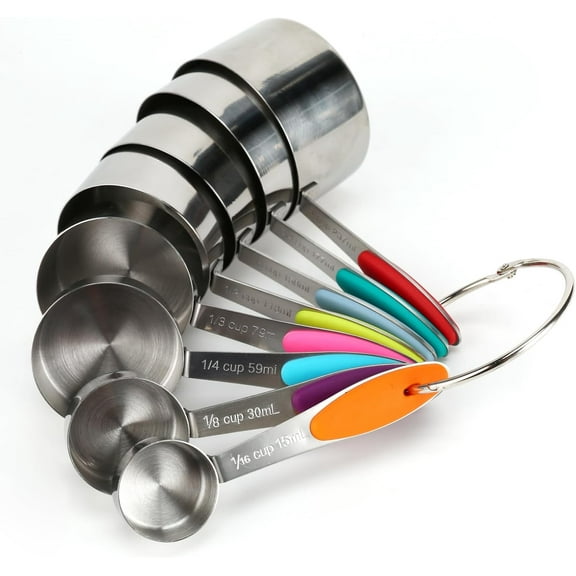 Stainless Steel 8-Piece Measuring Cup Set For Cooking And Baking