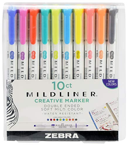 Broad and Fine Point Tips 25 Pack 78525 - 1 Zebra Pen Mildliner Double Ended Highlighter Set Assorted Ink Colors 