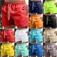 thumbnail image 5 of Men's 3-Inch Swim Trunks Solid Elastic Waist Drawstring Breathable Lightweight Pants Summer Beach Sports Casual Shorts, 5 of 5