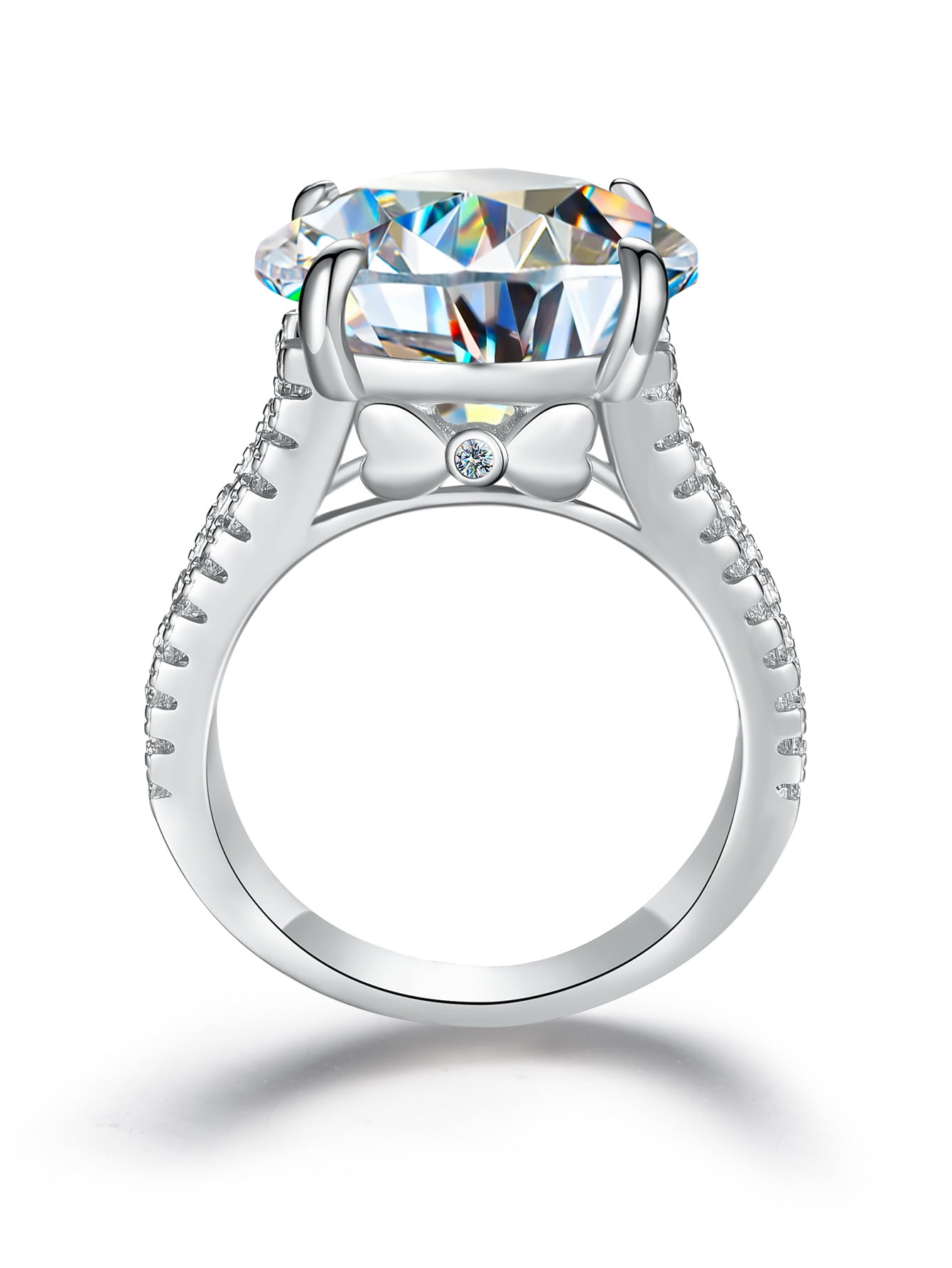 10ct D Color Moissanite Rings for Women Round Cut VVS1 Diamond Rings 4-Prong Moissanite Engagement Wedding Rings for Women Wife Gifts with Certificate