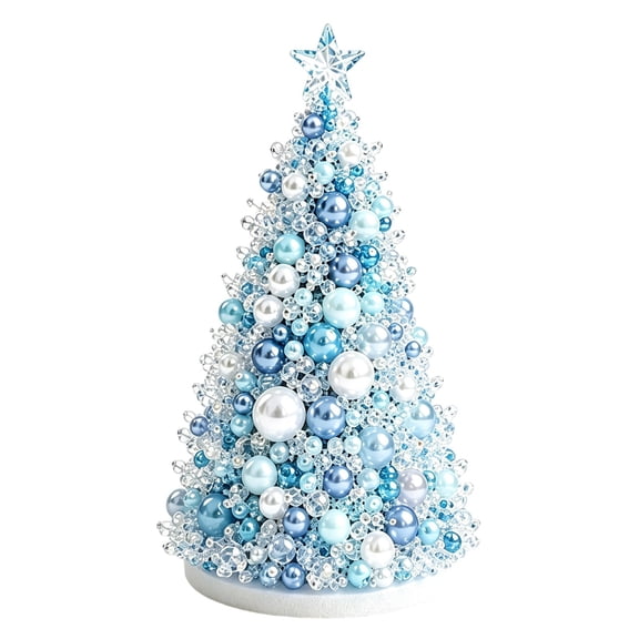 Dreamy Beaded Christmas Tree DIY Kit With Pins And Star Topper, Handmade Holiday Craft Set, Beaded Tabletop Decor For Adult Creative Home Decoration