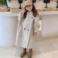 thumbnail image 4 of OGLCCG Girl's Faux Fur Long Jacket Lapel Open Front Fuzzy Fleece Cardigan Coat Thickened Warm Winter Button Fluffy Jacket with Pockets 5-14 Years, 4 of 6