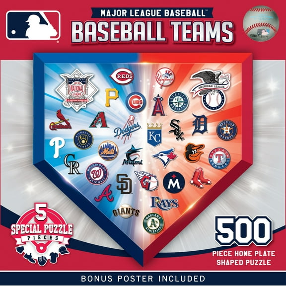MasterPieces MLB Home Plate 500 Piece Jigsaw Puzzle - Sports Shaped Puzzle for Adults