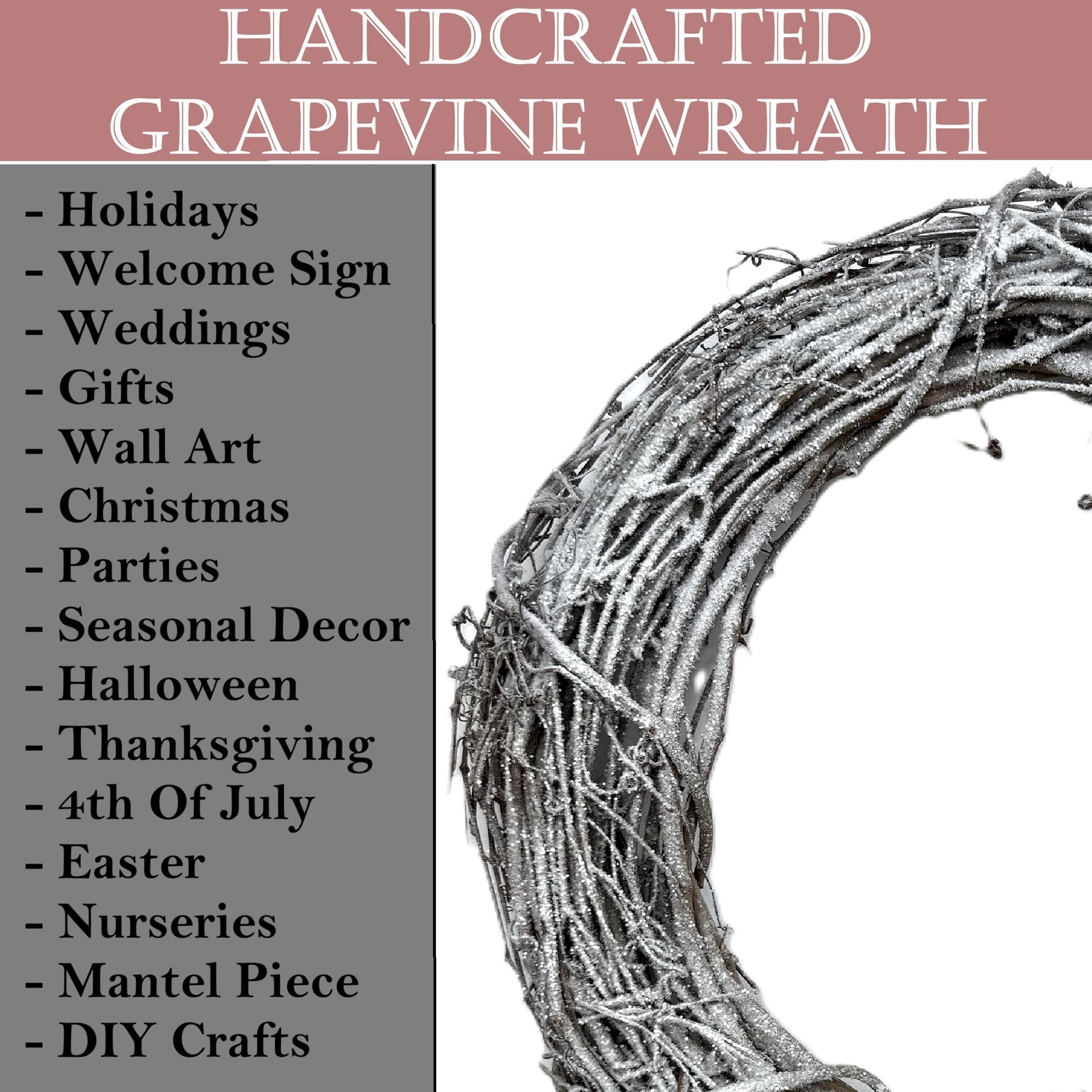 Kraft Lane: 18" Flocked Grapevine Wreath - Glitter Snow Ice - DIY Craft Project, Handcrafted, In-Outdoor Decoration, Behr Paint, Seasonal-Holiday-Home