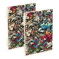 thumbnail image 2 of Spiral Notebooks Cartoon Graffiti Doodle 60 Sheets 120 Pages A5 Journal Notepad 8.3x5.7 Inch Thick Adjustable College Ruled Paper, 2 of 8