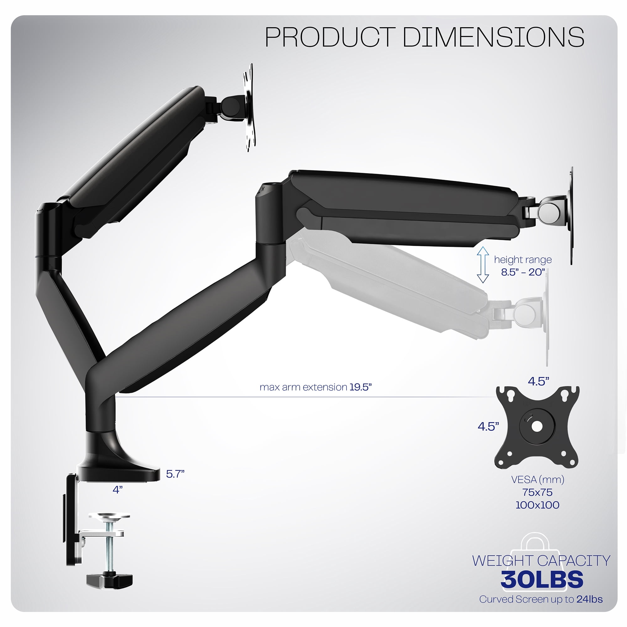 VIVO Dual Ultrawide 40" Computer Monitor Desk Mount with Pneumatic Spring Arms