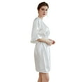 thumbnail image 5 of Previn Women's Chic Bath Robe Kimono Short Sleeve Billowy Elegant Cool Fall Luxury Satin Holiday Nightwear Comfy Bathrobes White X-Large, 5 of 5