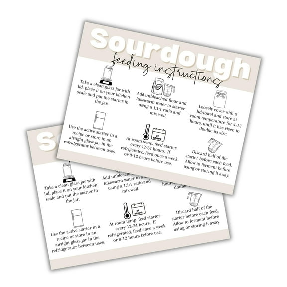 Sourdough Bread Feeding Care Instruction Cards 30pk 4.25x5.5 Starter Kit Bread Bakery Client Storage Tips and Tricks Labels