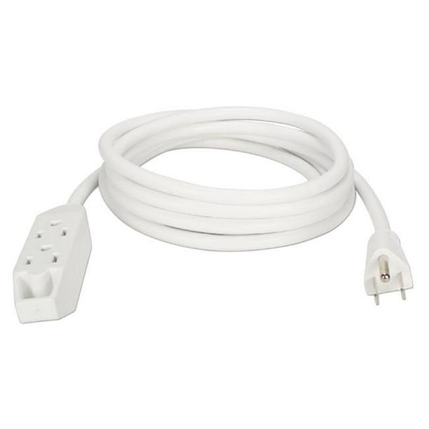 3Outlet 3Prong 15 ft. Power Extension Cord, White