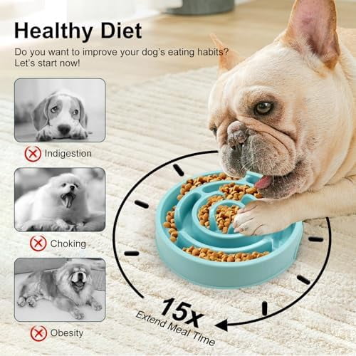 Slow Feeder Dog Bowls Puzzle Dog Bowl with Anti-Slip Slow Feeder & Non-Slip Design, Boredom and Anxiety Reducer Suitable for All Breed Dogs and Cat