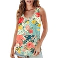 thumbnail image 1 of UPPADA Camisoles d'Été pour Femmes à Imprimé Floral, Col Ras du Cou, Sans Manches, Chemises Décontractées à Ourlet Fluide, Jolis T-Shirts, Chemises Coupe Ample, Hauts Confortables Multicolores, TG, 1 of 7